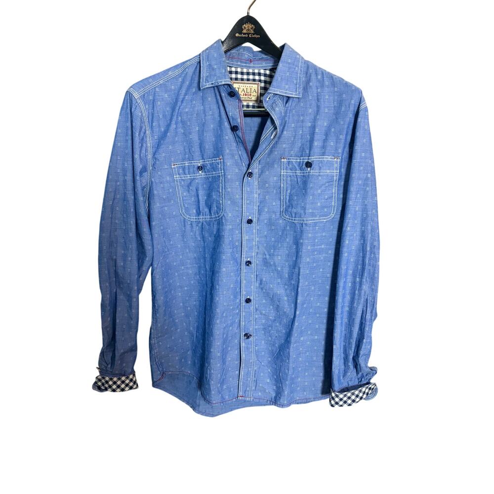 Vintage Italia 1958 Blue Button-Down Shirt Men's Small Chambray Double Pocket